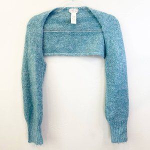 Free People Cropped Knit Shrug sweater bolero cardigan one size green teal aqua